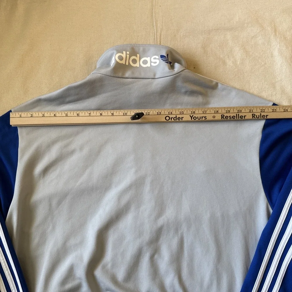 Vintage Retro Adidas Blue White Full Zip Trefoil Track Jacket Size XXL